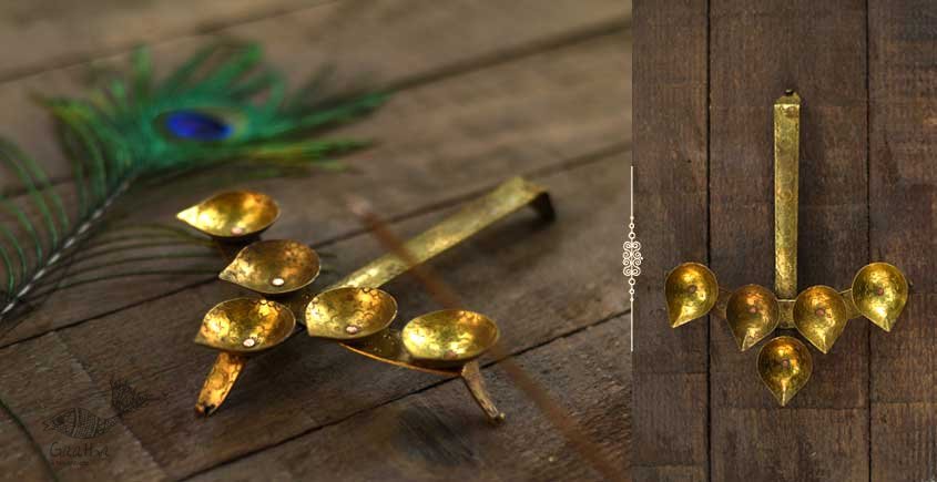 buy five diya - pure brass